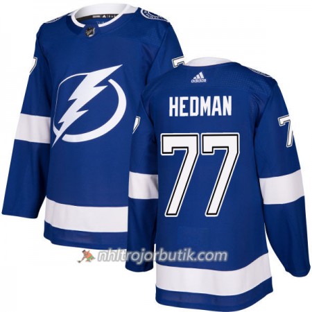 Män Ishockey Tampa Bay Lightning Tröja Victor Hedman 77 Adidas 2017-2018 Blå Authentic